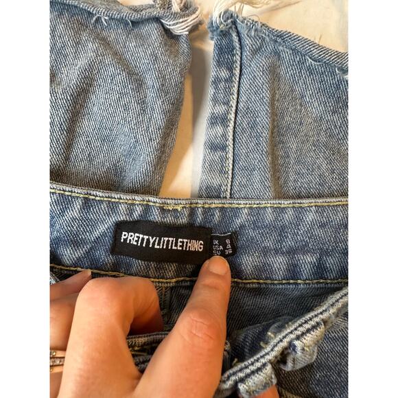 Pretty Little Thing Front Seam Wide‎ Leg Jeans Sz 4 - Picture 4 of 7